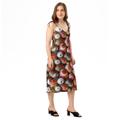 Crimson Carnival on a Slip Dress
