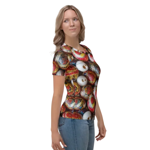 Crimson Carnival on a Women's Crew Neck T-Shirt