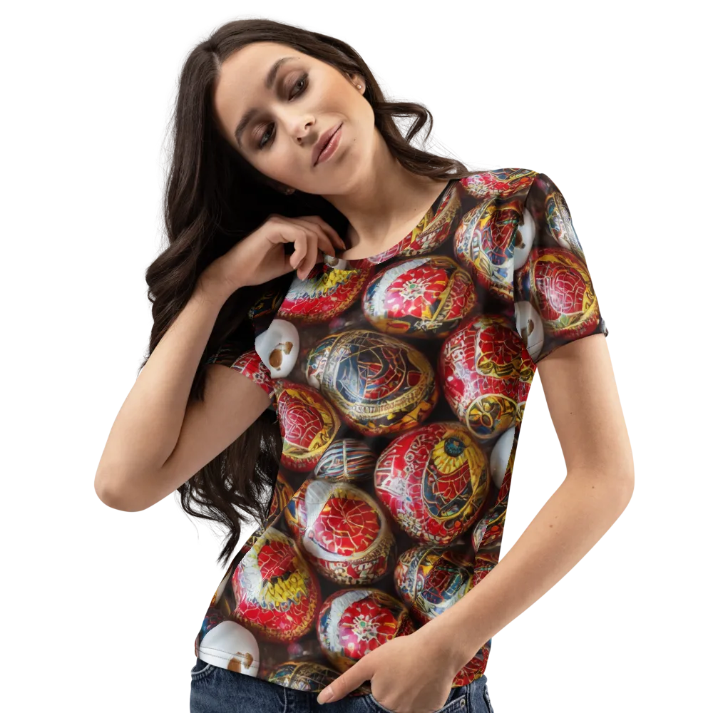 Crimson Carnival on Women's Crew Neck T-Shirt — Left Front