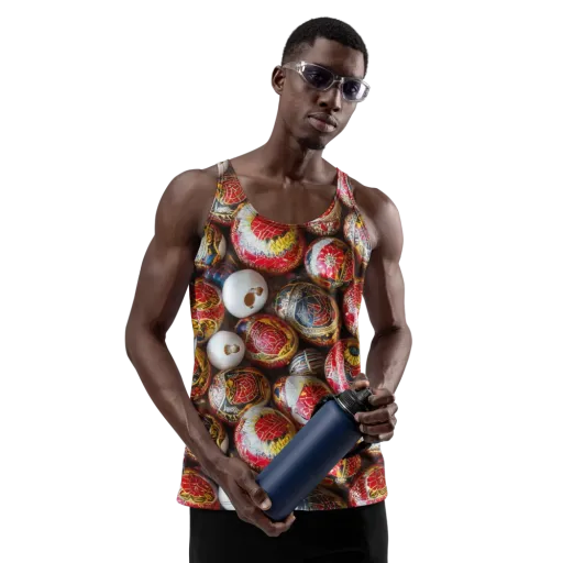Crimson Carnival on a Men's Tank Top