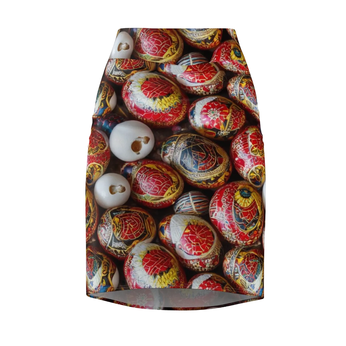 Crimson Carnival on Pencil Skirt — Front