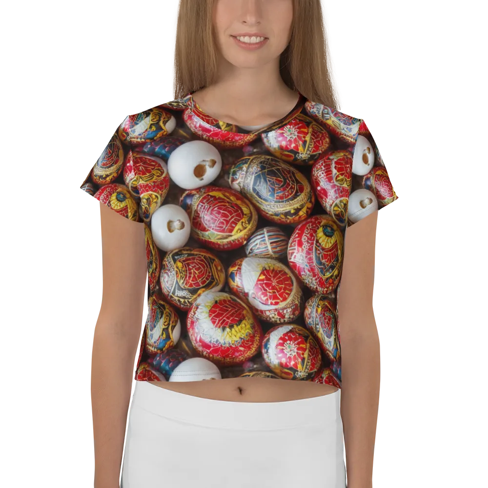 Crimson Carnival on Crop Tee — Front