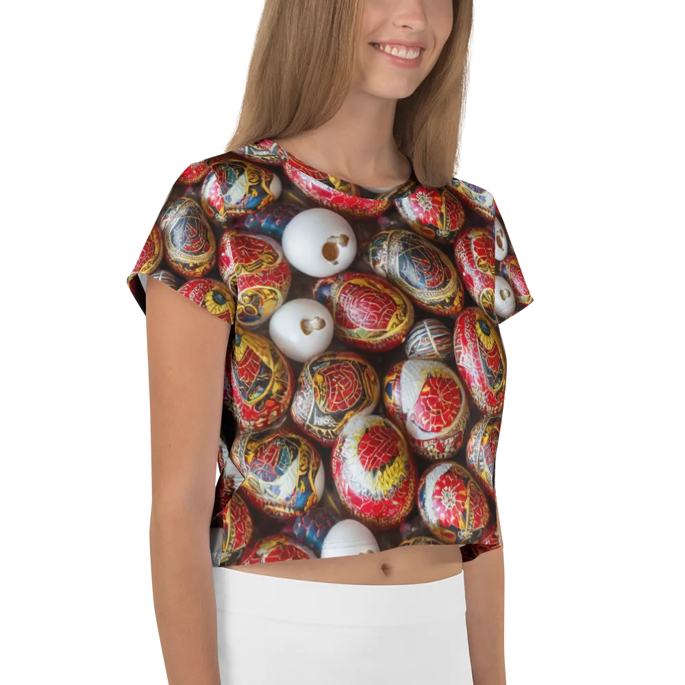 Crimson Carnival on Crop Tee — Right