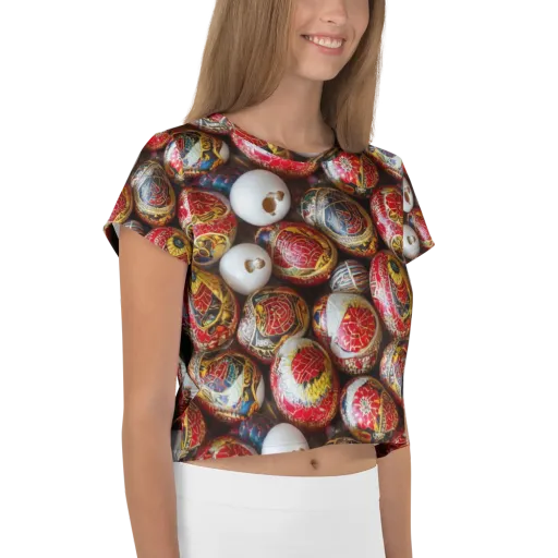 Crimson Carnival on a Crop Tee