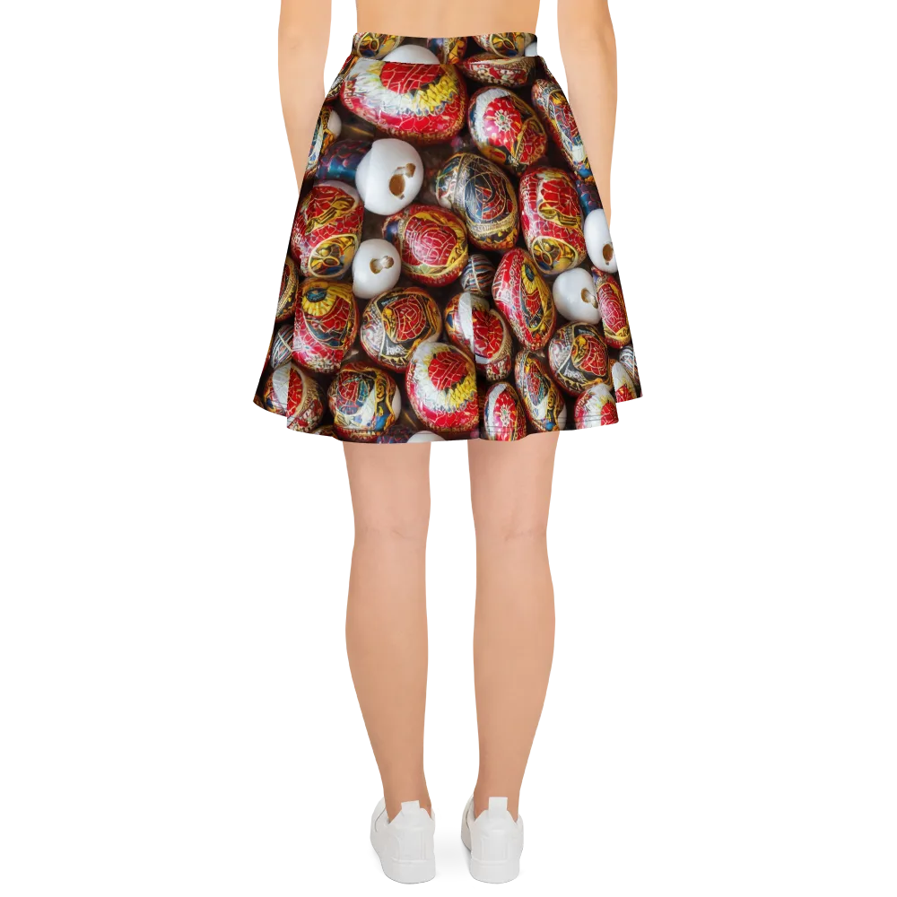 Crimson Carnival on Skater Skirt — Back