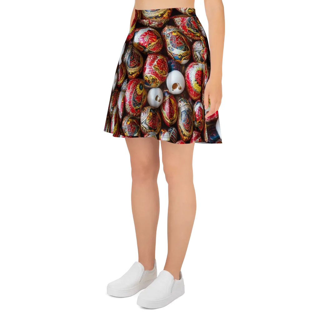 Crimson Carnival on Skater Skirt — Left
