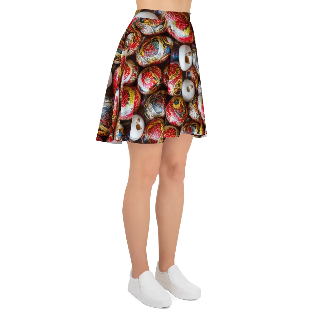 Crimson Carnival on Skater Skirt — Right