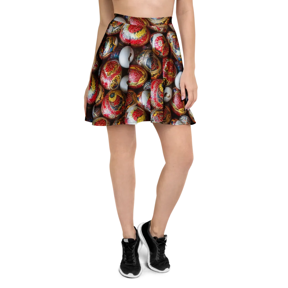 Crimson Carnival on Skater Skirt — Front