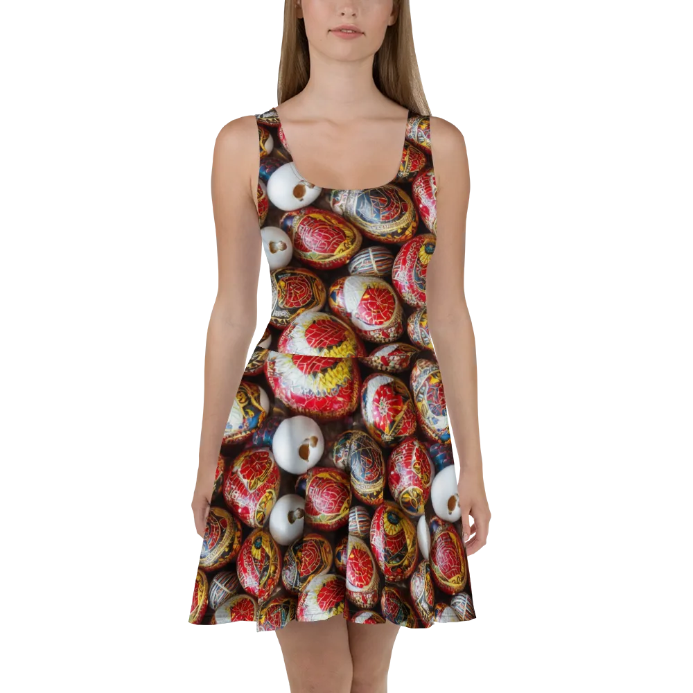 Crimson Carnival on Skater Dress — Front