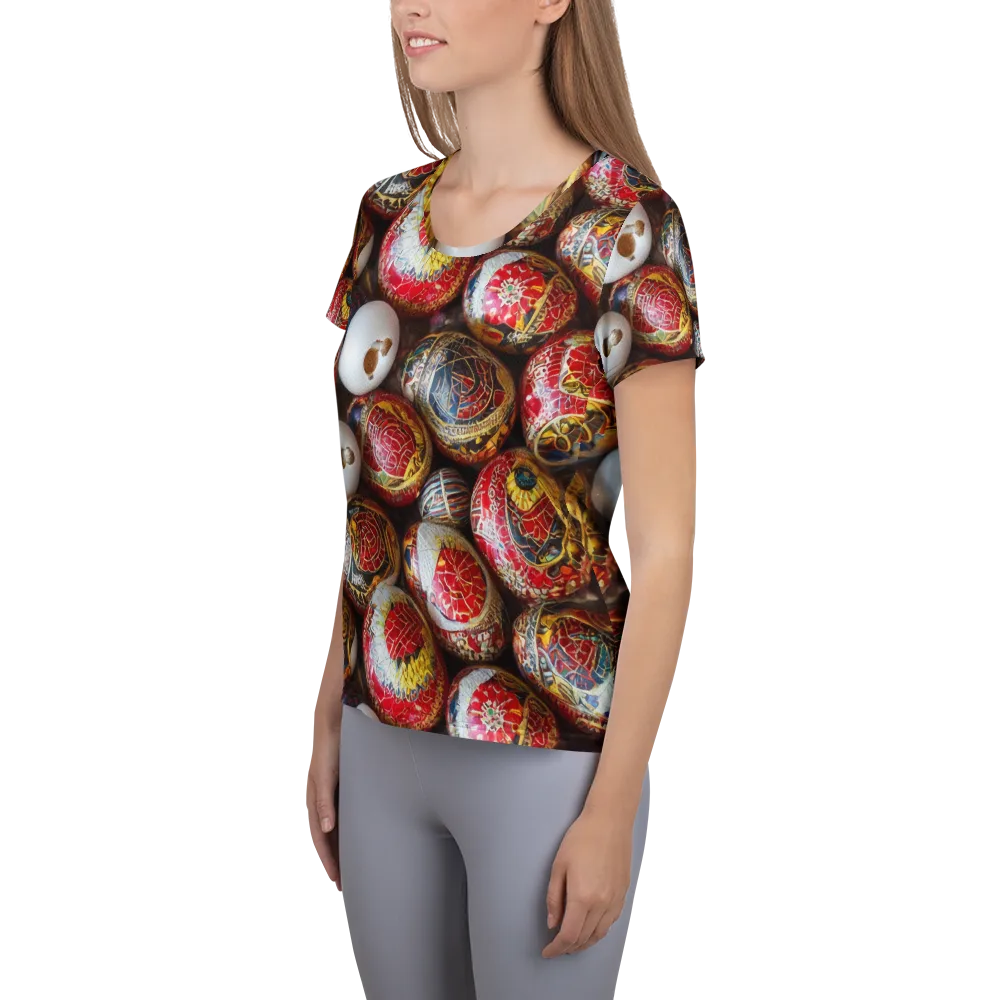 Crimson Carnival on Women's Athletic T-Shirt — Left