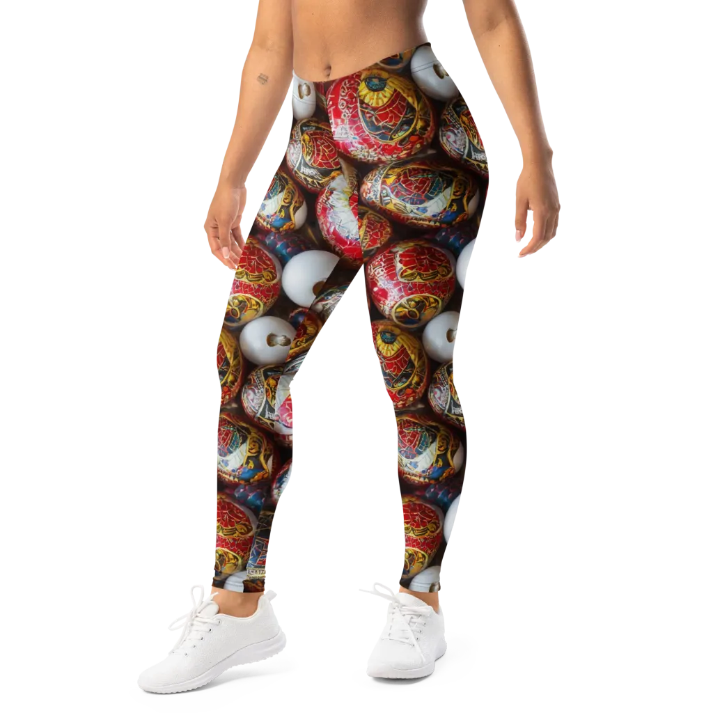 Crimson Carnival on Leggings — Left Front
