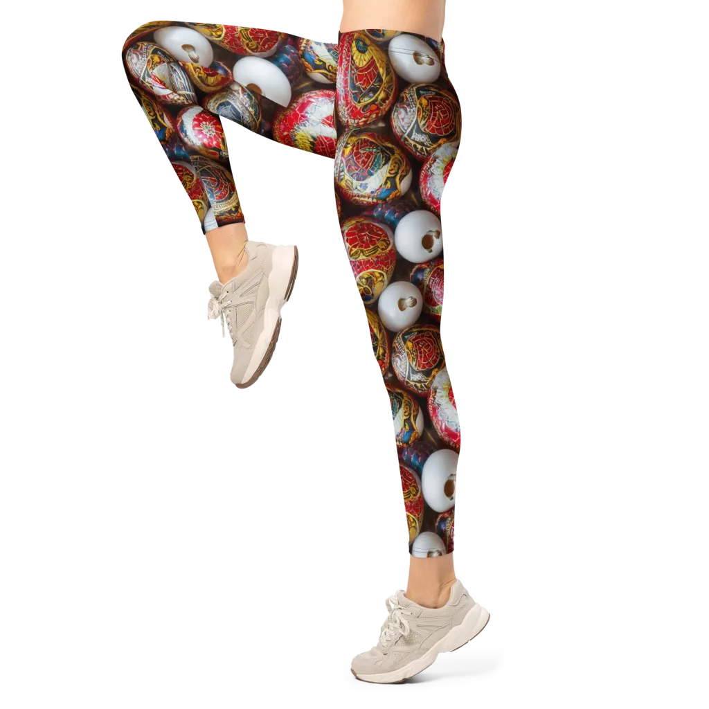 Crimson Carnival on Leggings — Left
