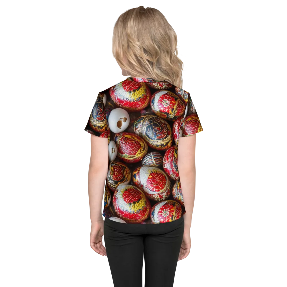 Crimson Carnival on Kids Crew Neck T-Shirt — Back