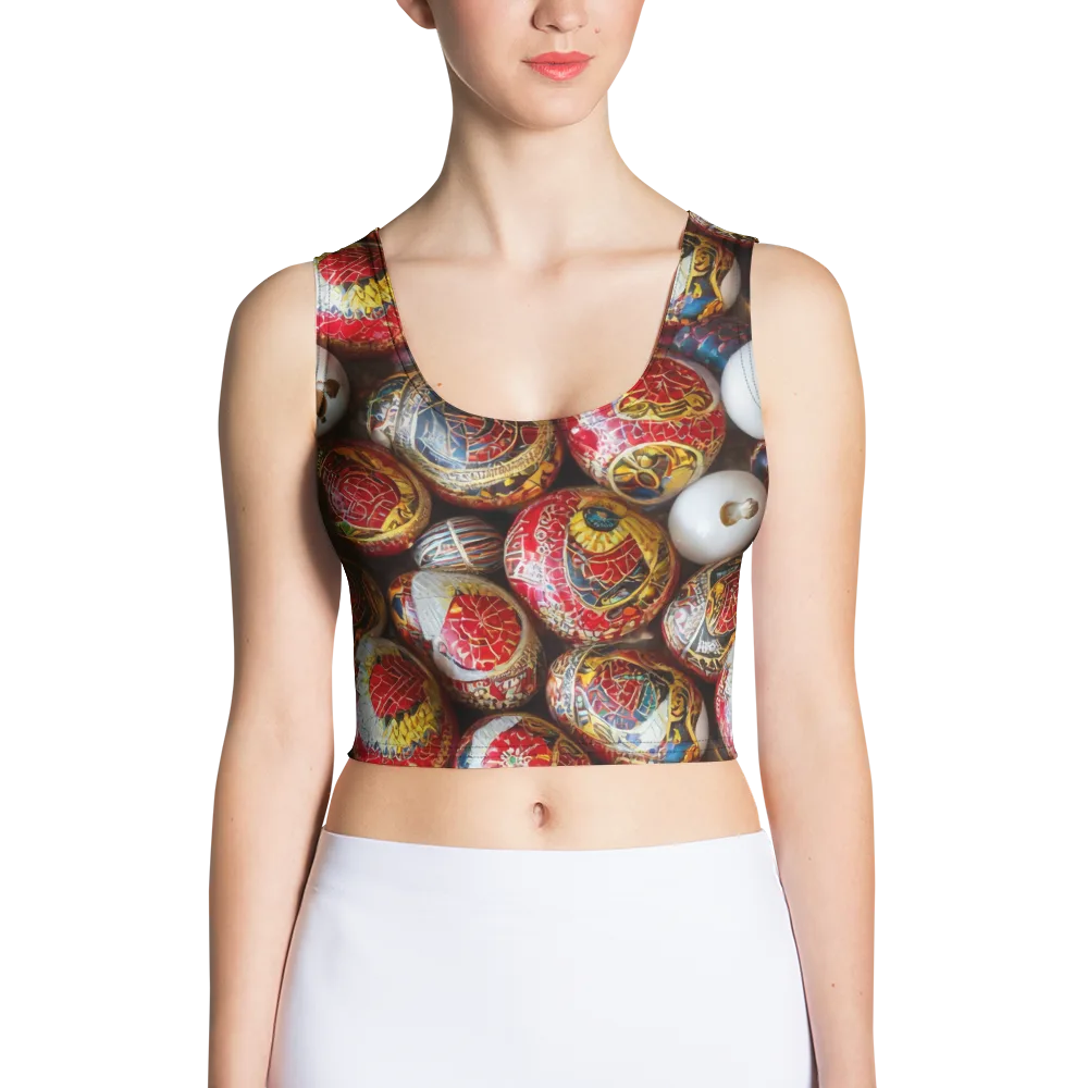 Crimson Carnival on Crop Top — Front