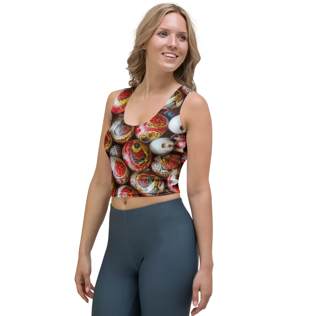 Crimson Carnival on Crop Top — Left Front