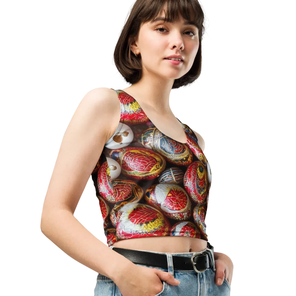Crimson Carnival on Crop Top — Right Front