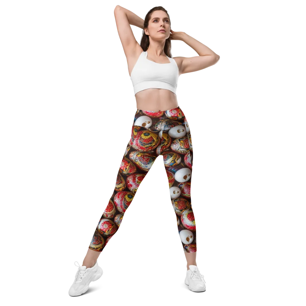 Crimson Carnival on Leggings with Pockets — Front