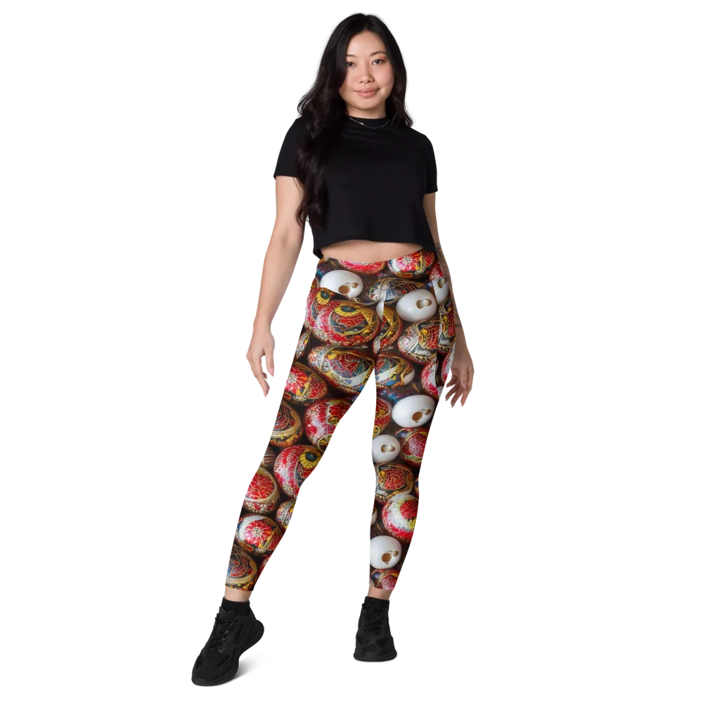 Crimson Carnival on Leggings with Pockets — Front
