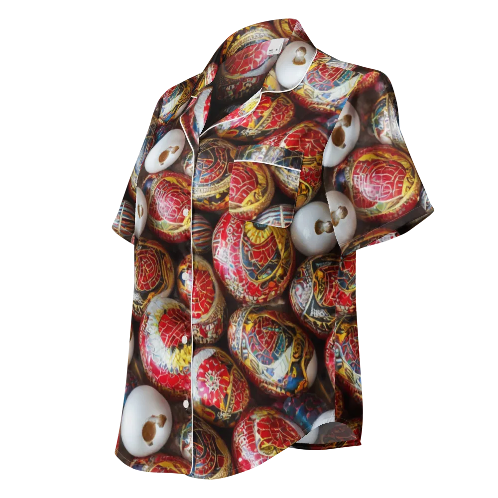 Crimson Carnival on Women's Short Sleeve Pajama Top — Left Front