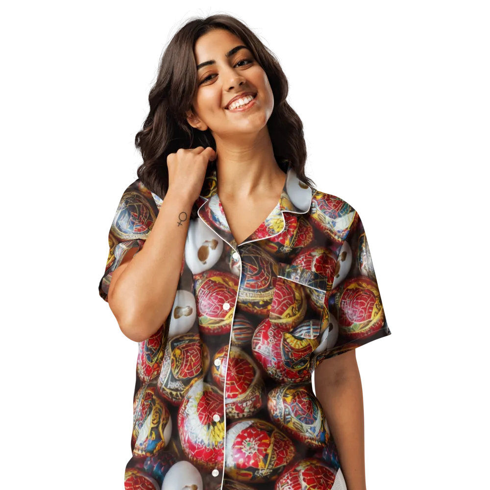 Crimson Carnival on Women's Short Sleeve Pajama Top — Front