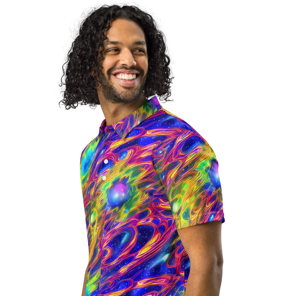 Orbiting Fever on Men's Slim Fit Polo Shirt — Left Front
