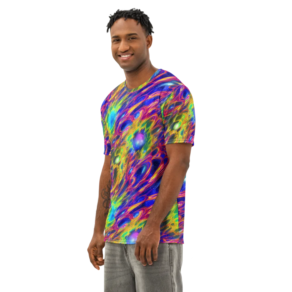 Orbiting Fever on Men's Cotton Crew Neck T-Shirt — Left Front