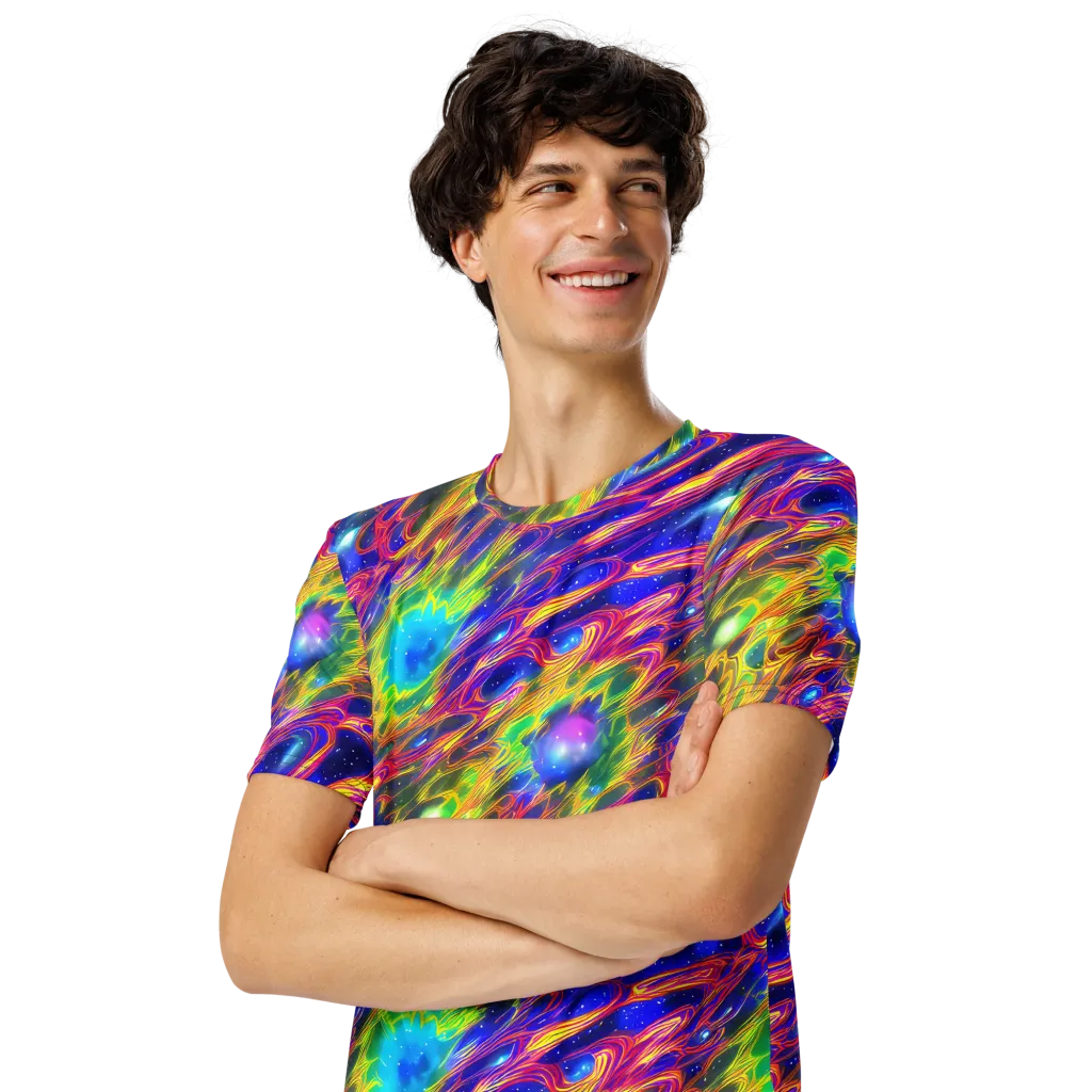 Orbiting Fever on Men's Crew Neck T-Shirt — Left Front