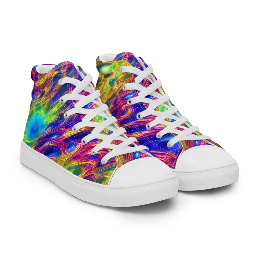 Orbiting Fever on a Men's High Top Canvas Shoes