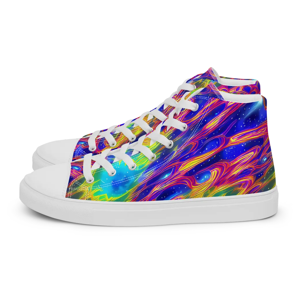 Orbiting Fever on Men's High Top Canvas Shoes — Left