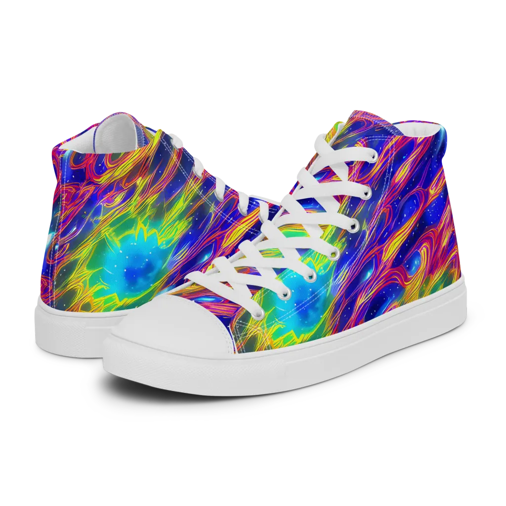 Orbiting Fever on Men's High Top Canvas Shoes — Left