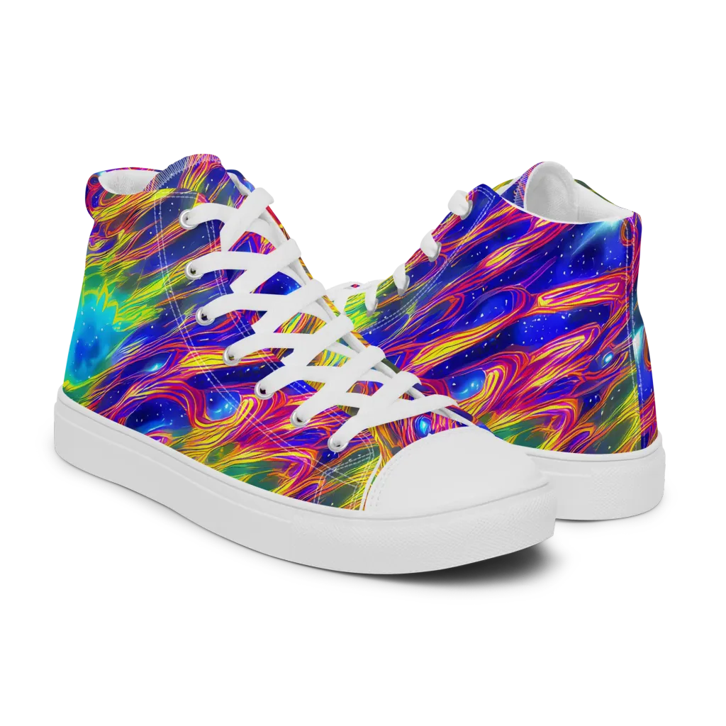 Orbiting Fever on Men's High Top Canvas Shoes — Right