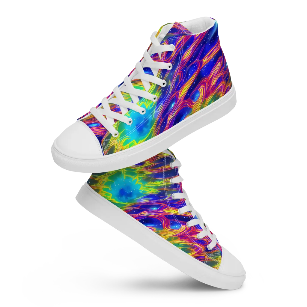 Orbiting Fever on Men's High Top Canvas Shoes — Front