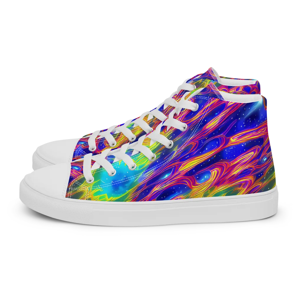 Orbiting Fever on Women's High Top Canvas Shoes — Left