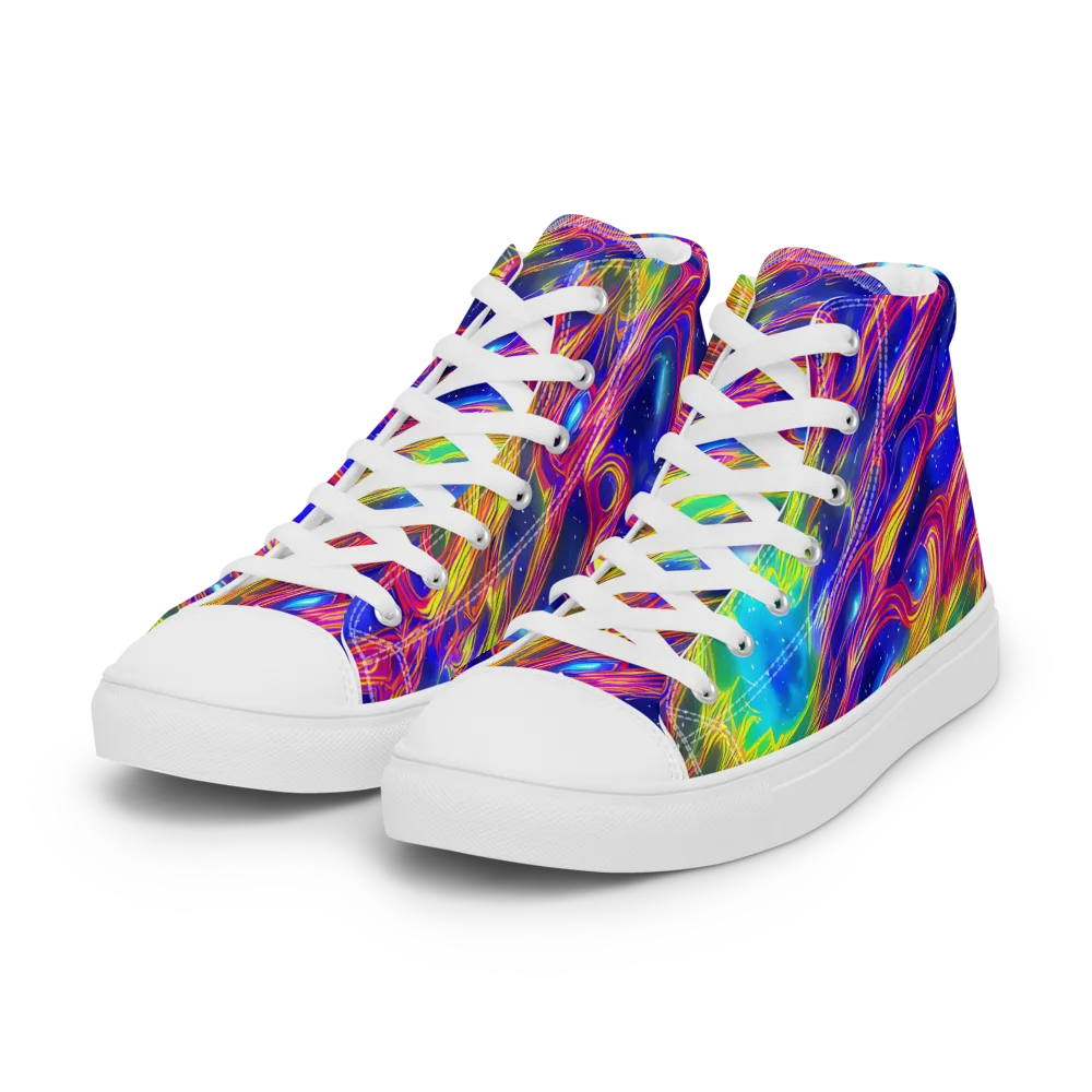 Orbiting Fever on Women's High Top Canvas Shoes — Left Front