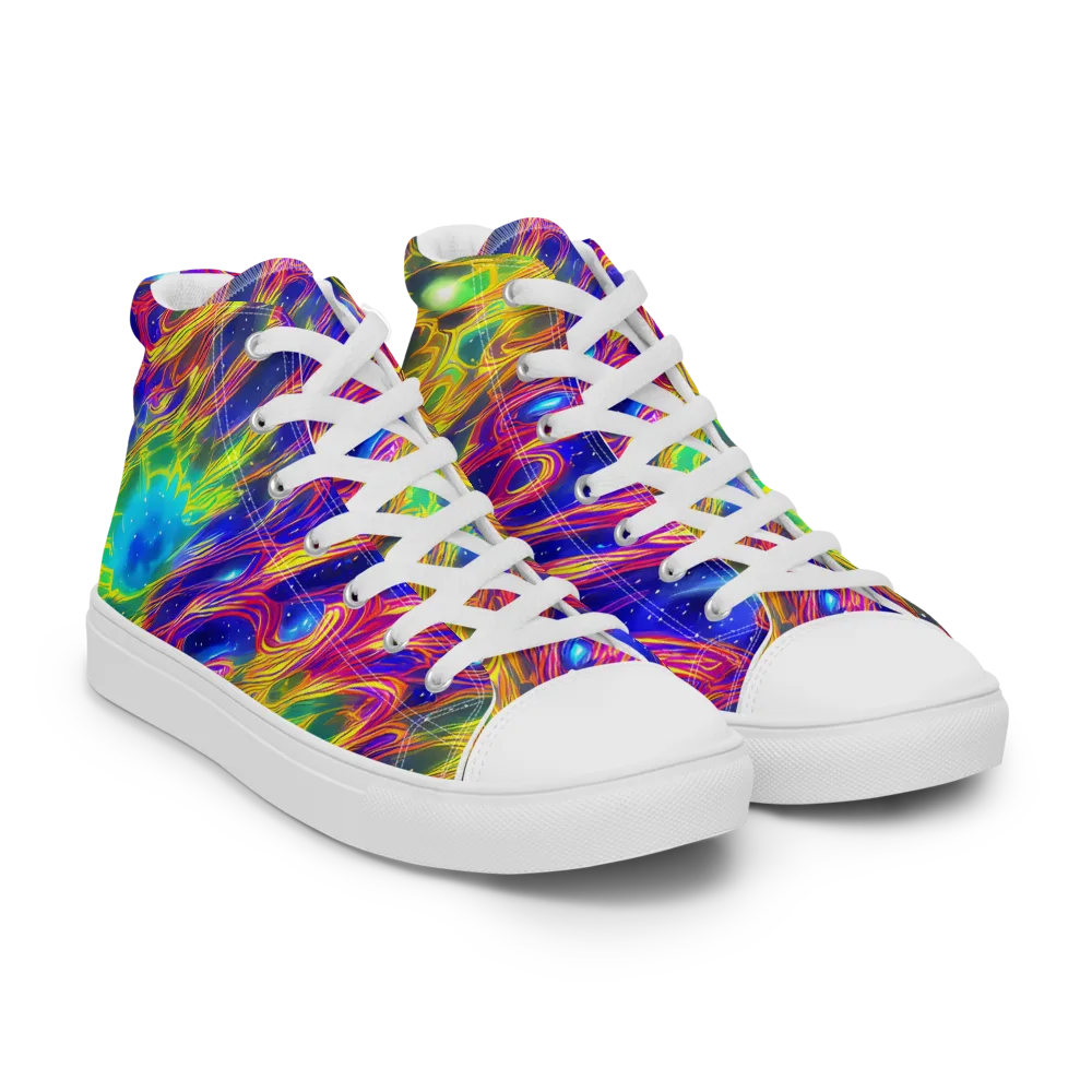 Orbiting Fever on Women's High Top Canvas Shoes — Right Front