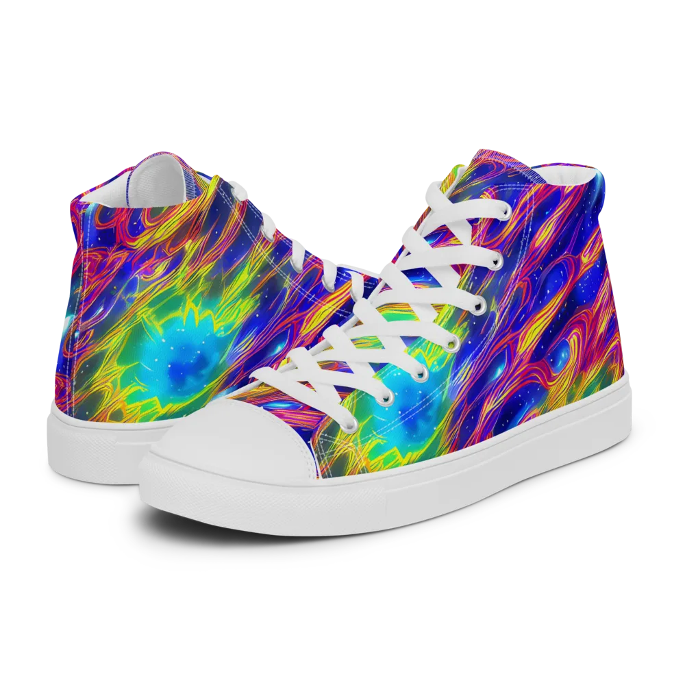Orbiting Fever on Women's High Top Canvas Shoes — Left