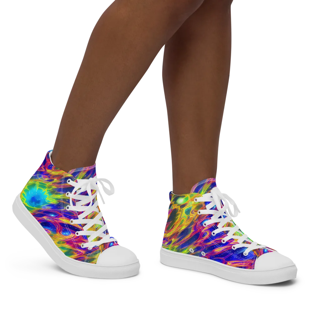 Orbiting Fever on Women's High Top Canvas Shoes — Right