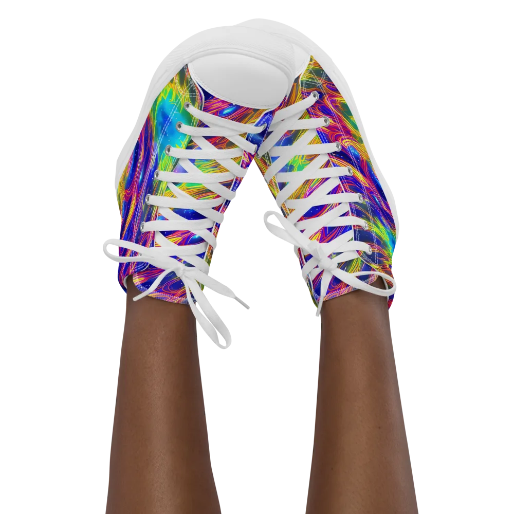 Orbiting Fever on Women's High Top Canvas Shoes — Front