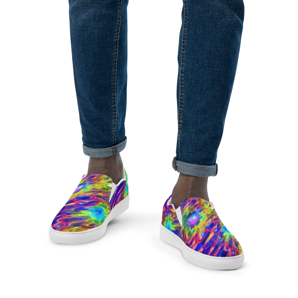 Orbiting Fever on Men's Slip-On Canvas Shoes — Front