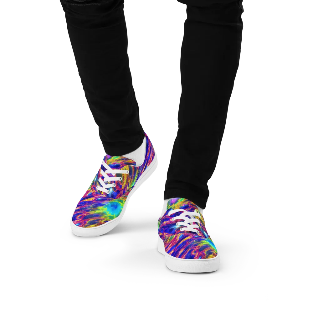Orbiting Fever on Men's Lace-Up Canvas Shoes — Front