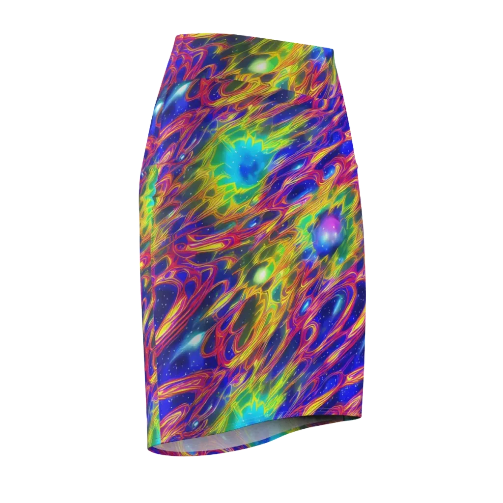 Orbiting Fever on Pencil Skirt — Front Side