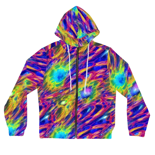 Orbiting Fever on a Women's Full-Zip Hoodie