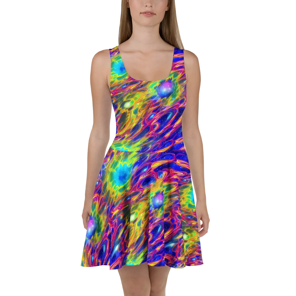 Orbiting Fever on Skater Dress — Front