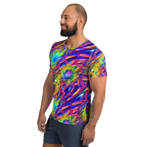 Orbiting Fever on a Men's Athletic T-Shirt