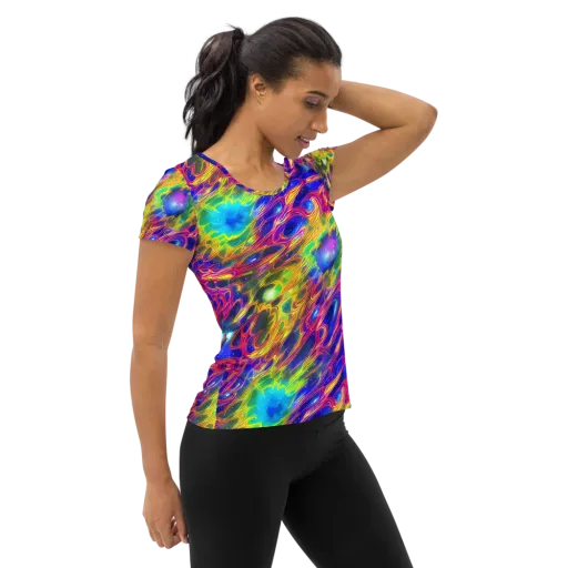 Orbiting Fever on a Women's Athletic T-Shirt