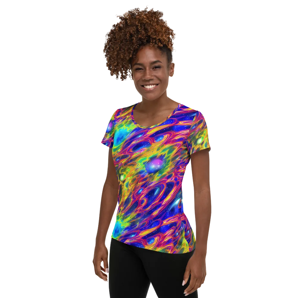 Orbiting Fever on Women's Athletic T-Shirt — Left