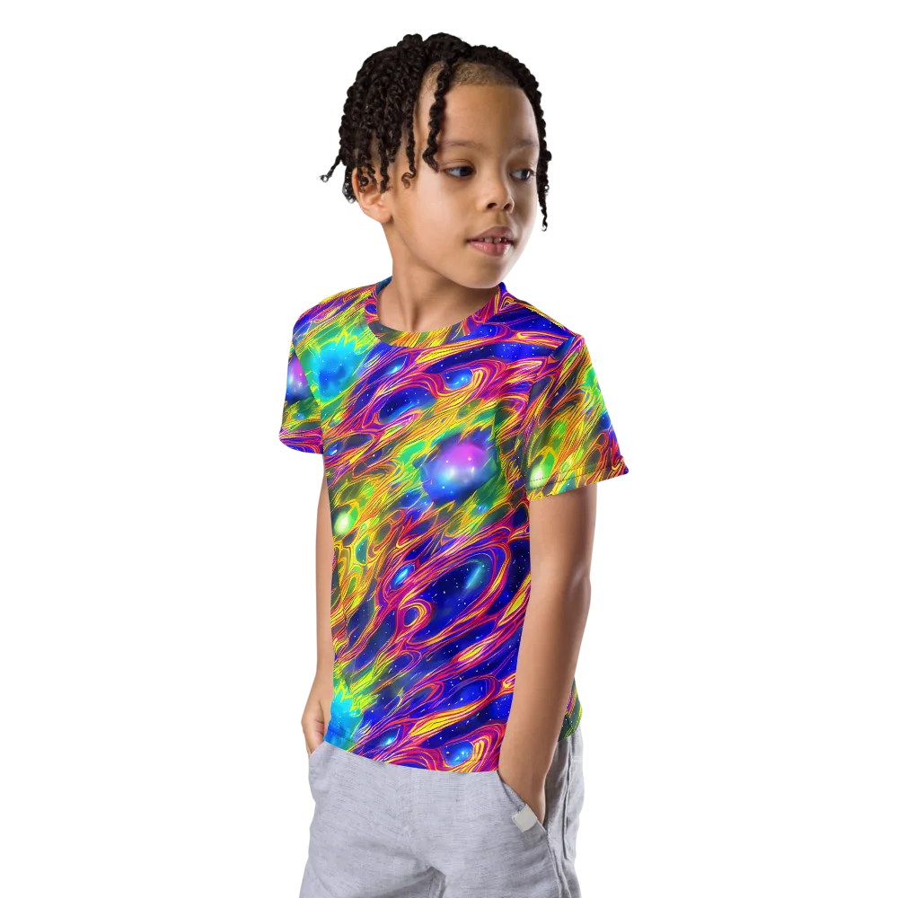 Orbiting Fever on Kids Crew Neck T-Shirt — Left Front