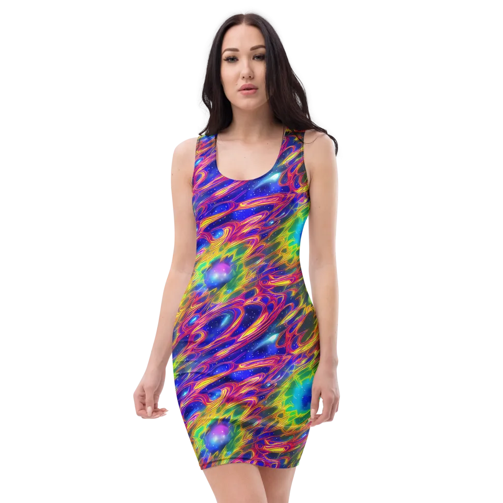 Orbiting Fever on Bodycon Dress — Front