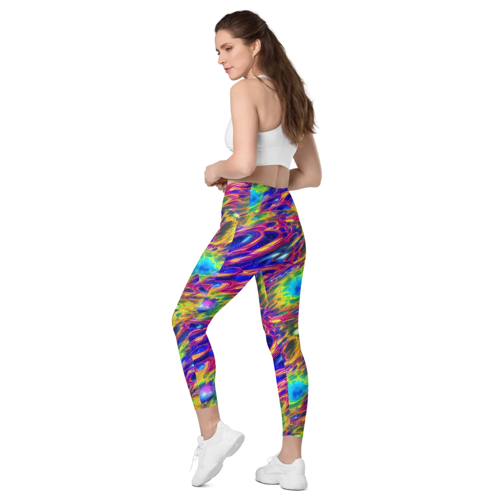 Orbiting Fever on Leggings with Pockets — Left Back