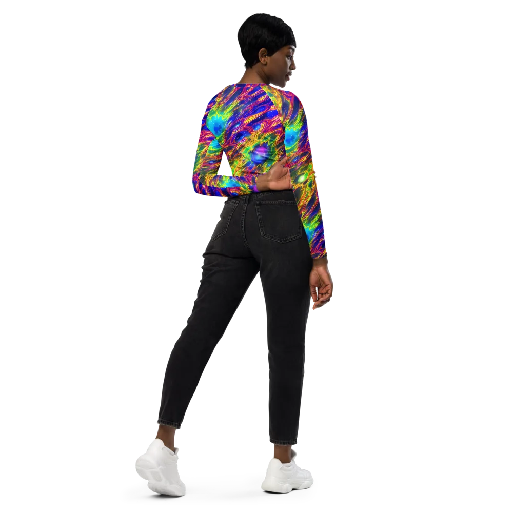Orbiting Fever on Long Sleeve Crop Top — Right Back